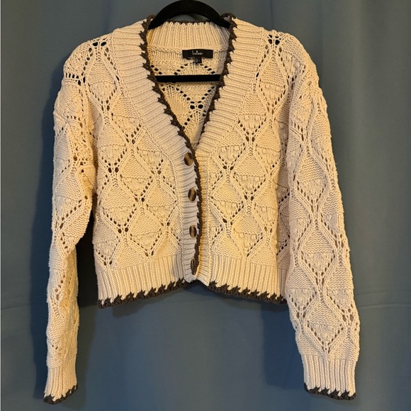 Lulus Weather Cream Loose Knit Cardigan Sweater – Size L - Picture 2 of 6